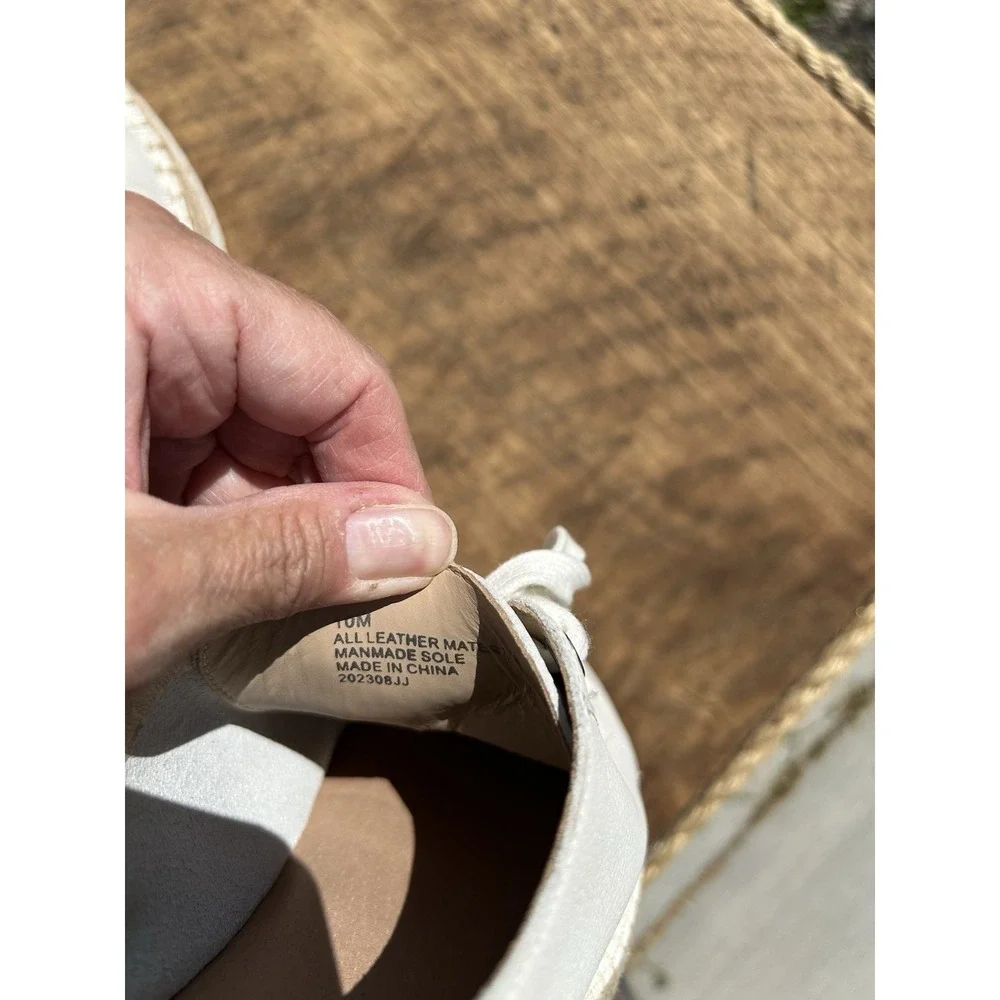 Italian Shoemakers White Leather Platform Espadrille Sneakers Women's Size 10
